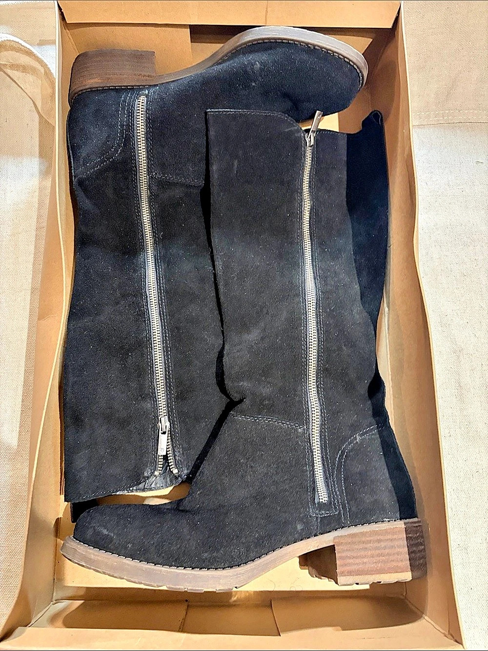 Lucky Brand Desdie Women's Black SurdeTall Zip Boots